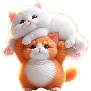 💪 80cb8096 koty, kociak, słodki, zwierzęta, zwierzę domowe, domowy, pomarańczowy, biały telegram sticker