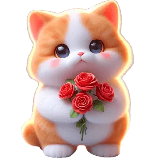 💐 865cf1b0 kot, kwiaty, róże, słodki, zwierzę, kawaii, kociak telegram sticker