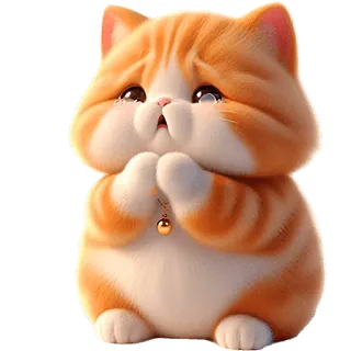 🙏 94c00e15 kot, słodki, pomarańczowy, kociak, smutny, błagalny, kreskówka, zwierzę domowe telegram sticker