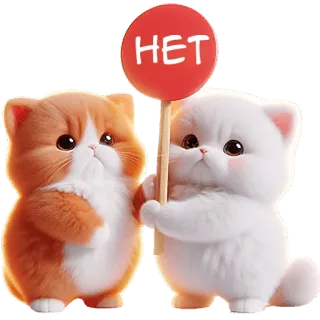 ❌ e102906c HET kot, kociak, słodki, nie, znak, rosyjski, protest telegram sticker