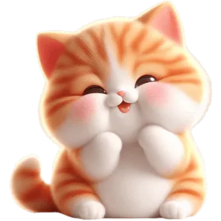 ☺️ f4cbc29e kot, kociak, słodki, zwierzę, rudy pręgowany, grafika cyfrowa, kawaii telegram sticker