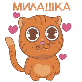 😻 41ce1b68 МИЛАШКА gatto, cuori, carino, adesivo, cartone animato, adorabile, animale, arancione telegram sticker