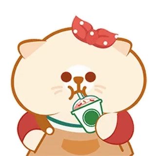 ⭐ 28368470 cat, kawaii, starbucks, drink, cute, animal whatsapp sticker