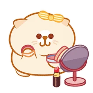 ⭐ d5d3965a cat, makeup, cute, beauty, mirror whatsapp sticker