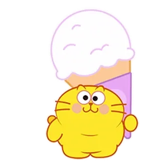 ⭐ ffba1aae cat, ice cream, cartoon, cute, yellow whatsapp sticker
