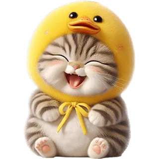 🤣 6b257459 kucing, anak kucing, bebek, binatang, imut, kartun, hewan peliharaan, bahagia telegram sticker