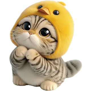 🙏 9c3be9c1 kucing, anak kucing, lucu, hewan, anak ayam, topi, menggemaskan telegram sticker