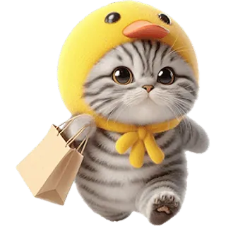 🏃 9f01b139 kucing, anak kucing, bebek, binatang, imut, tas belanja, hewan peliharaan telegram sticker