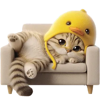 🫠 b18d77bd kucing, anak kucing, bebek, hewan, lucu, hewan peliharaan, kartun telegram sticker