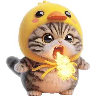 🐲 cabc71f2 kucing, anak kucing, api, topi ayam, hewan, imut, lucu, hewan peliharaan telegram sticker