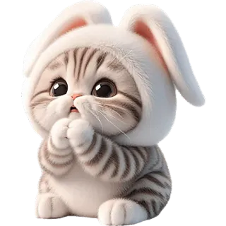 😱 5bda80ae chat, chaton, lapin, mignon, animal, animal de compagnie telegram sticker