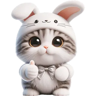 👍 64c0c507 chat, chaton, animal, lapin, mignon, pouce levé, kawaii telegram sticker