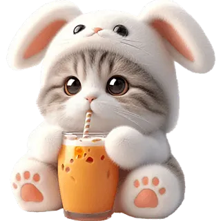 🍺 79c0b4b4 chat, chaton, lapin, lapinou, animal, mignon, kawaii, boisson telegram sticker