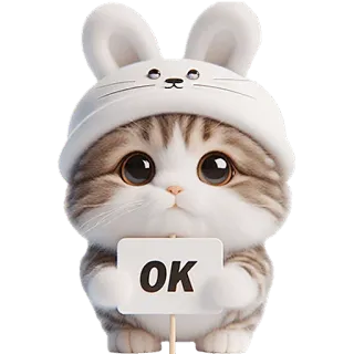 👌 91fe50c8 OK mignon, chat, chaton, animal, chapeau lapin, OK, positif, approbation telegram sticker