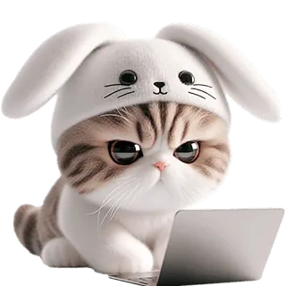 💻 a8f75d02 chat, animal, lapin, mignon, ordinateur portable, animal de compagnie, chaton telegram sticker