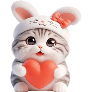 🫶 e4b031ad chat, chaton, coeur, mignon, lapin, animal, animal de compagnie telegram sticker