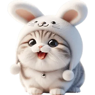 😆 efffb5ce chat, chaton, lapin, animal, mignon, doux, kawaii, animal de compagnie telegram sticker