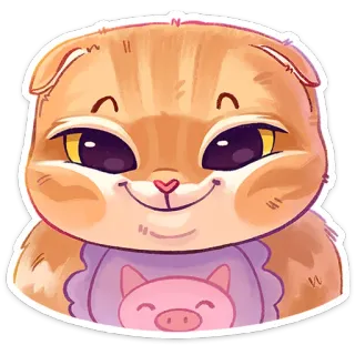 😏 60c99994 แมว, ลูกแมว, สัตว์, น่ารัก, สติกเกอร์, การ์ตูน, หมู, ผ้ากันเปื้อน telegram sticker