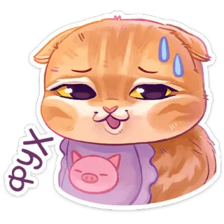 😓 669b2e82 ФУХ แมว, น่ารัก, ตลก, หมู, น่าเอ็นดู, สติกเกอร์ telegram sticker