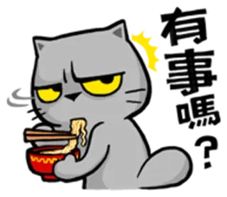 😒 8e47c21b cat, noodles, eating, animal, cartoon, food telegram sticker