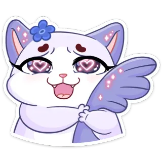😍 1f80448a kat, sticker, schattig, dier, cartoon, hartjes ogen, bloem telegram sticker