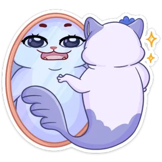 🤪 2b3b8eca kat, spiegel, reflectie, cartoon, schattig, dier telegram sticker