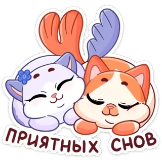 💤 9b7b2ea5 ПРИЯТНЫХ СНОВ katten, slaperig, schattig, kawaii, goedenacht, slaap lekker, dieren telegram sticker