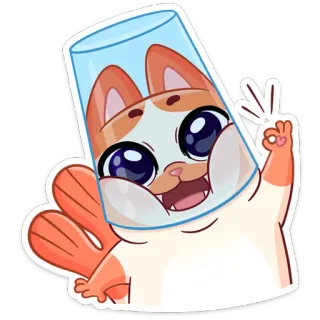 🤯 df94d7b9 sticker, cartoon, kat, grappig, glas, schattig, oké gebaar telegram sticker