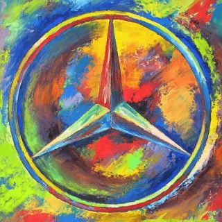๐ 0df2c0e3 mercedes, logo, car, painting, abstract, art telegram sticker