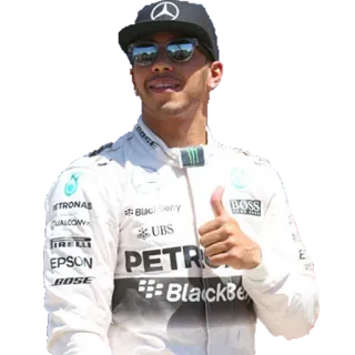 ๐ 7c5fa7fc Lewis Hamilton formula 1, racing, sports, driver, thumbs up telegram sticker