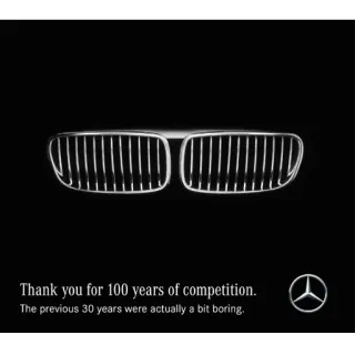 ๐ 9f61cb21 Thank you for 100 years of competition.
The previous 30 years were actually a bit boring. car, advertisement, competition, automotive, Mercedes-Benz, BMW telegram sticker
