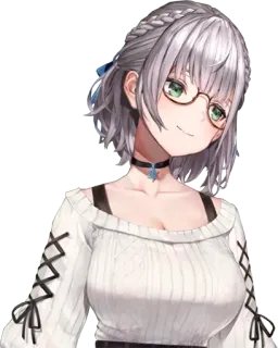 ⚔️ 3a01466e fille anime, femme, lunettes, cheveux blancs, pull, mignon whatsapp sticker