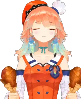 🐔 4eea5272 Takanashi Kiara Hololive Anime, Vtuber, Poulet, Idole, Youtubeur Virtuel, Cheveux orange, Plumes whatsapp sticker