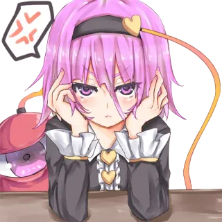 😡 0a14ee1d anime, ragazza, arrabbiata, capelli rosa, cuore, carina telegram sticker