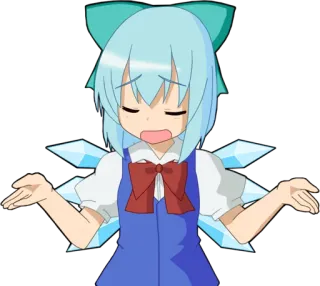 🍦 cc5f2064 Cirno Touhou Project anime, ragazza, personaggio, Touhou Project, Cirno, confusa, boh telegram sticker