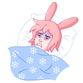 😰 29b34b8b malato, indisposto, raffreddore, coniglio, stanco, letto, cartone animato telegram sticker