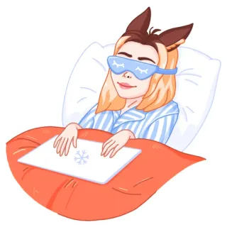 💤 810fd6ac assonnato, dormire, pigiama, ragazza anime, letto, cuscino, coperta, mascherina telegram sticker