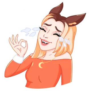 🤣 87540154 donna, anime, ragazza, orecchie, ok, sorridente, piangente telegram sticker