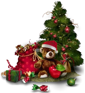 🎄 1acf50c3 christmas, christmas tree, teddy bear, gifts, new year, holiday, decoration whatsapp sticker