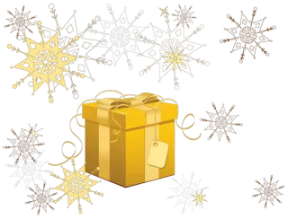 🎁 68a5167b gift, present, snowflake, gold, winter, holiday whatsapp sticker