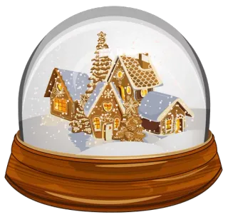 🎀 8510431a snow globe, gingerbread house, winter, holiday, christmas, decoration whatsapp sticker