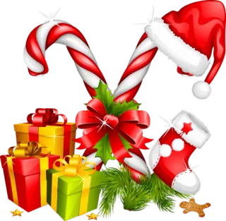 🎁 989186f1 Christmas, candy cane, gifts, stocking, gingerbread man, holiday, celebration whatsapp sticker