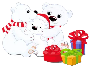 🐻 e987ad72 polar bears, Christmas, gifts, scarves, festive, family whatsapp sticker