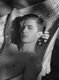 😐 77bde9fb man, hangmat, ontspanning, mannelijk, shirtloos, zwart wit, zomer whatsapp sticker