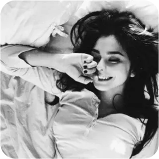 ☺️ 7b41648f vrouw, bed, gelukkig, portret, glimlach, liggend whatsapp sticker