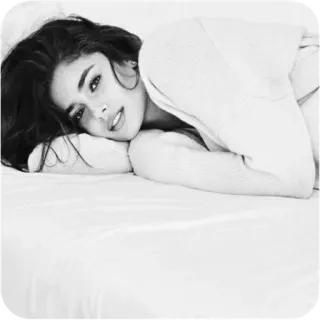 ☺️ 86d454ca vrouw, portret, zwart-wit, bed, liggend, meisje whatsapp sticker