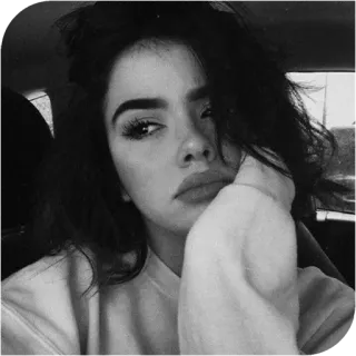 😐 9ae09577 vrouw, portret, zwart-wit, meisje, gezicht, uitdrukking whatsapp sticker