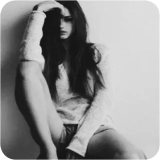 😔 d4c1fad6 vrouw, meisje, portret, zwart wit, mode, jonge volwassene, lang haar whatsapp sticker