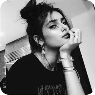 😕 efbeb9ba portret, vrouw, meisje, zwart-wit, tiener, vrouwelijk, mode, schoonheid whatsapp sticker