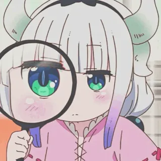 🖤 a058d02c Kanna Kamui Miss Kobayashi's Dragon Maid 动漫, 卡通, 康娜卡姆依, 可爱, 龙, 女孩, 放大镜 telegram sticker